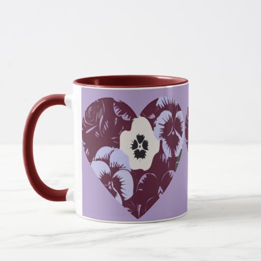 Mug Saint-Valentin "Cœur de Violettes"  マグカップ (左)