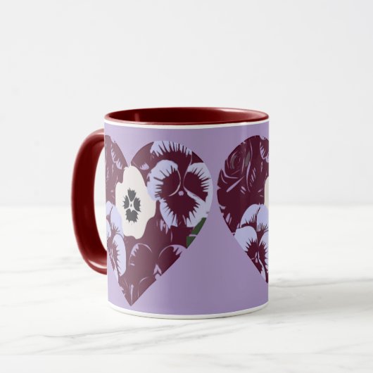 Mug Saint-Valentin "Cœur de Violettes" マグカップ (正面左)