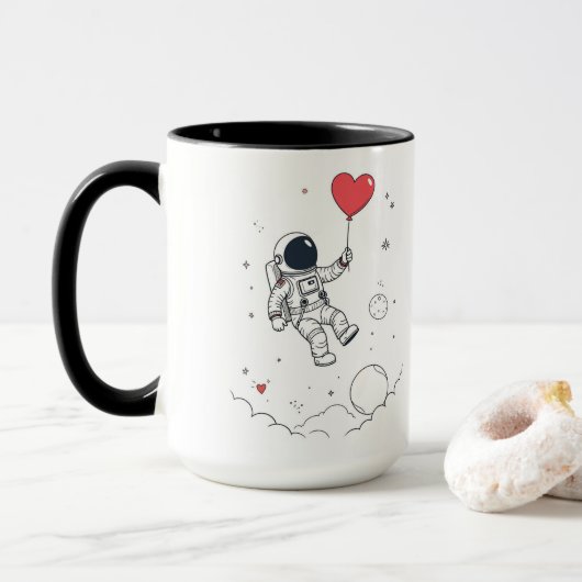 Mug Saint-Valentin - "Love You to the Moon" マグカップ (ドーナツ付き)