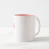 ♥ MUG ♥ SARAHピンク水玉模様パーソナライズガーリー ツートーンマグカップ (正面右)
