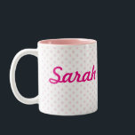 ♥ MUG ♥ SARAHピンク水玉模様パーソナライズガーリー ツートーンマグカップ<br><div class="desc">ファブガーリーカスタムマググ</div>