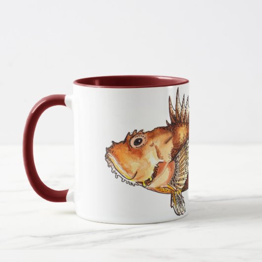 Mug Scorpionfish Art, realistic illustration マグカップ (左)