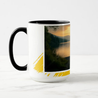 Mug Serene Lake Sunset Chill Out Modern Brushstrok マグカップ