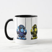 Mug série de singes cartoon sur balançoires. マグカップ (左)