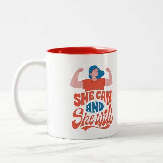 Mug - She Can and She Will - Women's Day Special ツートーンマグカップ (左)