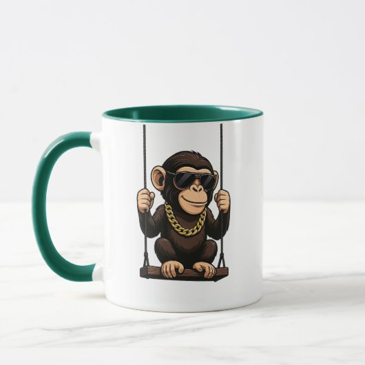 Mug singe à lunettes courageux. マグカップ (左)