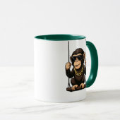 Mug singe à lunettes courageux. マグカップ (正面右)