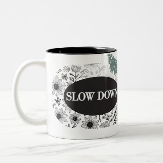MUG SLOW DOWN THEME MUG FOR COFFEE ツートーンマグカップ (左)