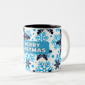 Mug Snowflake Pattern with Merry Christm ツートーンマグカップ (正面右)