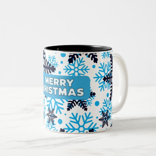 Mug Snowflake Pattern with Merry Christm ツートーンマグカップ (正面右)