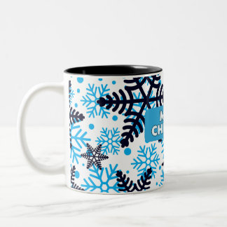 Mug Snowflake Pattern with Merry Christm ツートーンマグカップ