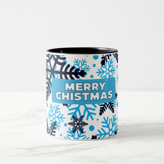 Mug Snowflake Pattern with Merry Christm ツートーンマグカップ (中央)