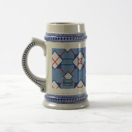 Mug Stein – 青（赤十字） RFPMDesigns ©️ 2023/4 ビールジョッキ