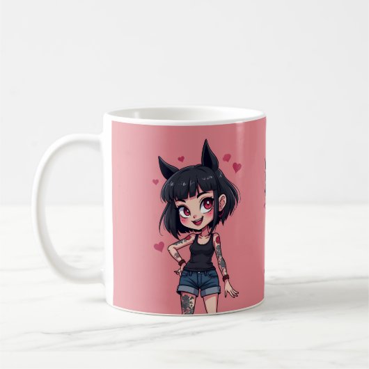 MUG TATOO GIRL COEURS コーヒーマグカップ (左)