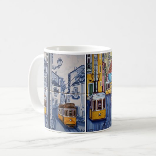 mug tramway rues de Lisbonne azulejos コーヒーマグカップ (正面左)