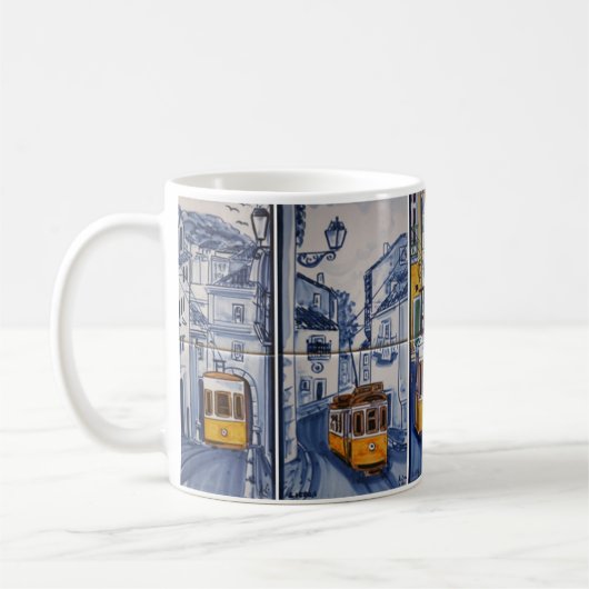 mug tramway rues de Lisbonne azulejos コーヒーマグカップ (左)