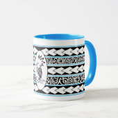 Mug Tribal Ethnic Bleu Clair マグカップ (正面右)