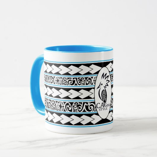 Mug Tribal Ethnic Bleu Clair マグカップ (正面左)