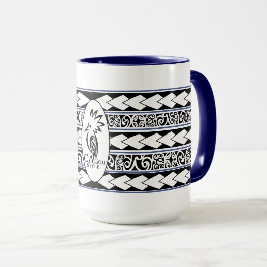 Mug Tribal Ethnic Bleu marine マグカップ (正面右)