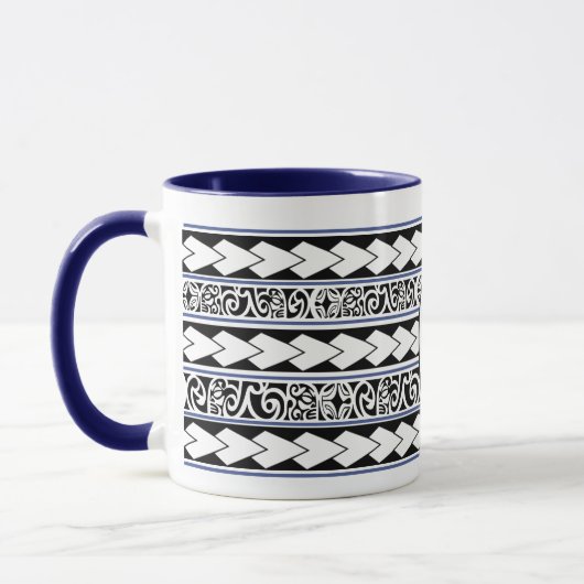 Mug Tribal Ethnic Bleu marine マグカップ (左)