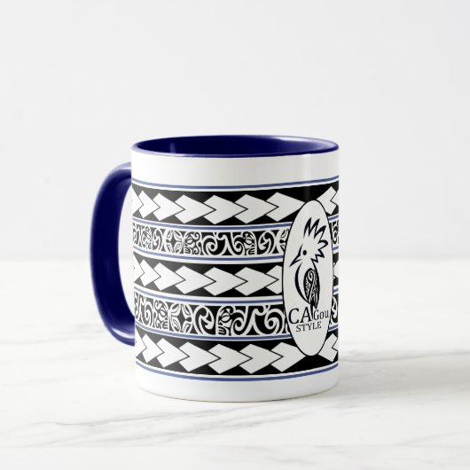 Mug Tribal Ethnic Bleu marine マグカップ (正面左)