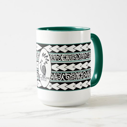 Mug Tribal Ethnic Vert Chasseur マグカップ (正面右)