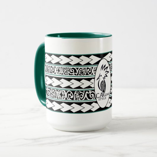 Mug Tribal Ethnic Vert Chasseur マグカップ (正面左)