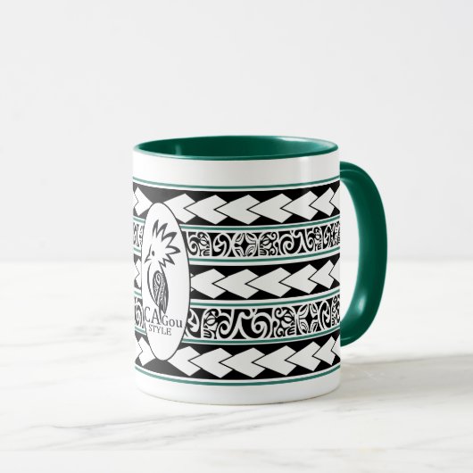 Mug Tribal Ethnic Vert Chasseur マグカップ (正面右)