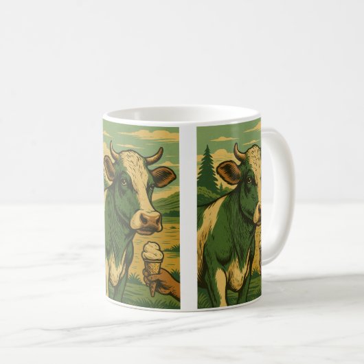 Mug vache retro vert コーヒーマグカップ (正面右)