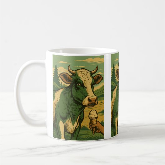 Mug vache retro vert コーヒーマグカップ (左)
