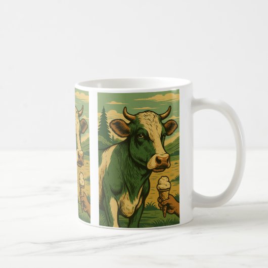 Mug vache retro vert コーヒーマグカップ (右)