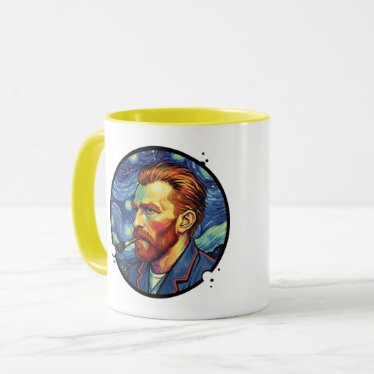 Mug Van Gogh portrait Starry night Unique Design マグカップ (正面左)