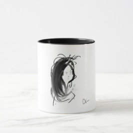 Mug Visage de femme aux cheveux longs マグカップ