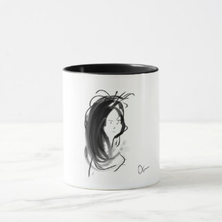 Mug Visage de femme aux cheveux longs マグカップ