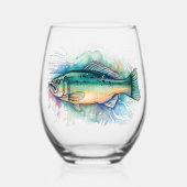 Mug - Watercolor Series: Bass ステムなしワイングラス (裏面)