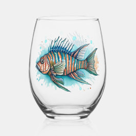 Mug - Watercolor Series: Lionfish ステムなしワイングラス