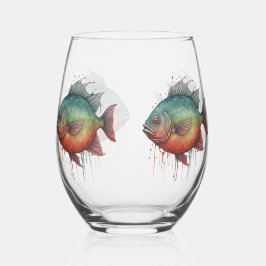 Mug - Watercolor Series: Piranha ステムなしワイングラス