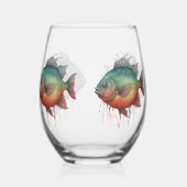 Mug - Watercolor Series: Piranha ステムなしワイングラス (裏面)