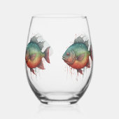 Mug - Watercolor Series: Piranha ステムなしワイングラス (左)