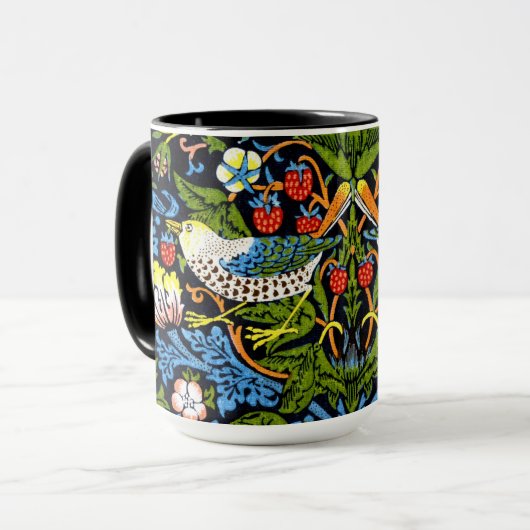 MUG - William Morris - "Strawberry Thief" マグカップ (正面左)