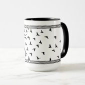 mug with birds in black and white, classic style マグカップ (正面右)
