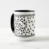 mug with birds in black and white, classic style マグカップ (正面左)