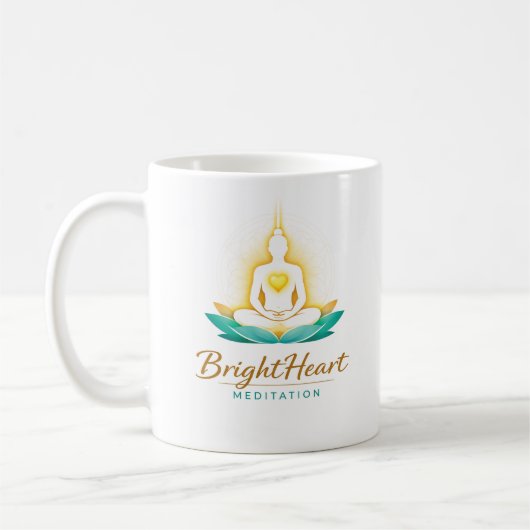 Mug with Brightheart Meditation logo コーヒーマグカップ (左)