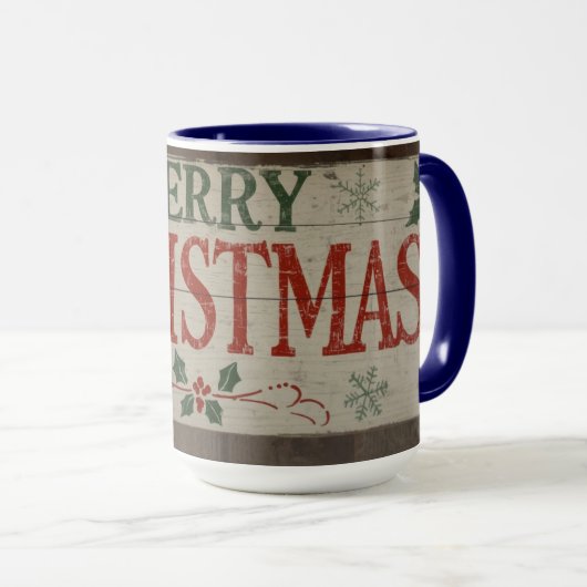 mug with christman writing マグカップ (正面右)