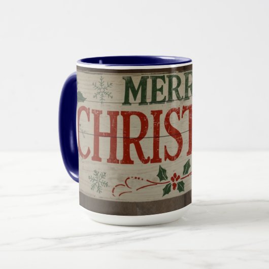 mug with christman writing マグカップ (正面左)