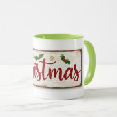 mug with christman writing マグカップ (正面右)