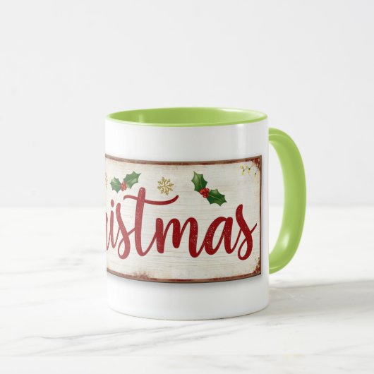 mug with christman writing マグカップ (正面右)