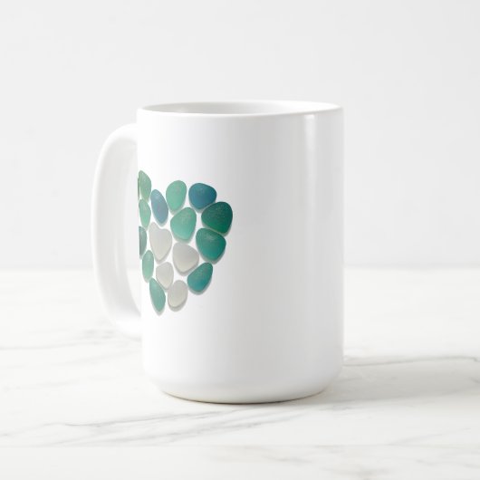 Mug with coastal theme sea glass コーヒーマグカップ (正面左)