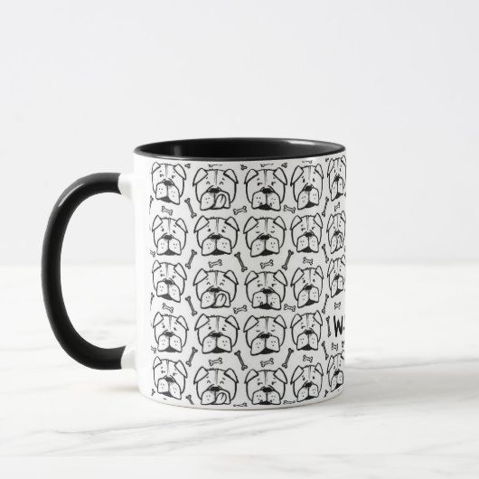 Mug with english bulldog pattern マグカップ (左)