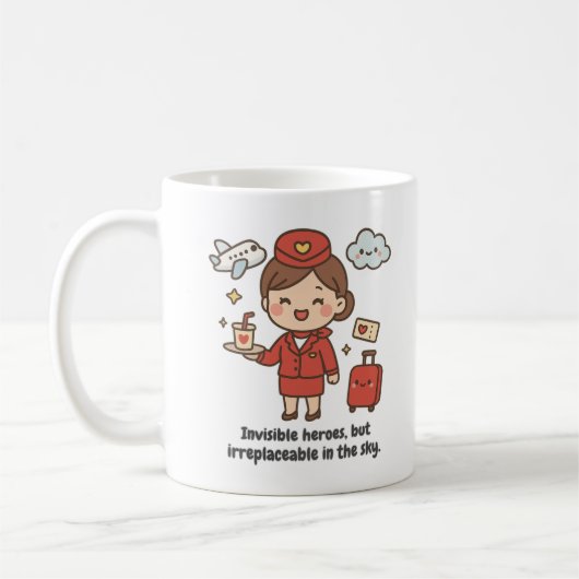 Mug with kawaii stewardess  コーヒーマグカップ (左)